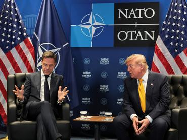 Donald Trump amerikai elnök és Mark Rutte, a NATO főtitkára kétoldalú találkozót tartott a NATO vezetőinek csúcstalálkozója alkalmából az ankarai Bestepe elnöki rezidencián, 2026. július 8-án