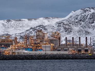 Raffinerie de gaz à Hammerfest dans le nord de la Norvège le 20 janvier 2023. (Photo by Jean-Erick PASQUIER/Gamma-Rapho via Getty Images)