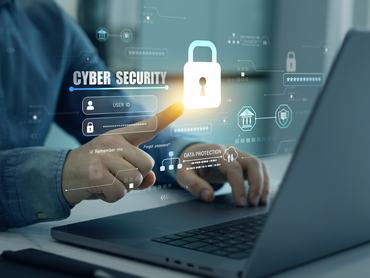 Protecting herself from cyber attacks and personal data.Protection data access.Cyber security protection concept.