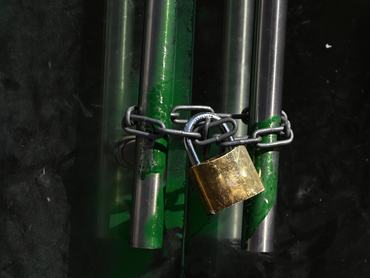 BUDAPEST, HUNGARY MARCH 4: A heavy brass padlock and steel chain secure a door in Budapest, Hungary, on March 4, 2026. (Photo by Artur Widak/NurPhoto via Getty Images)